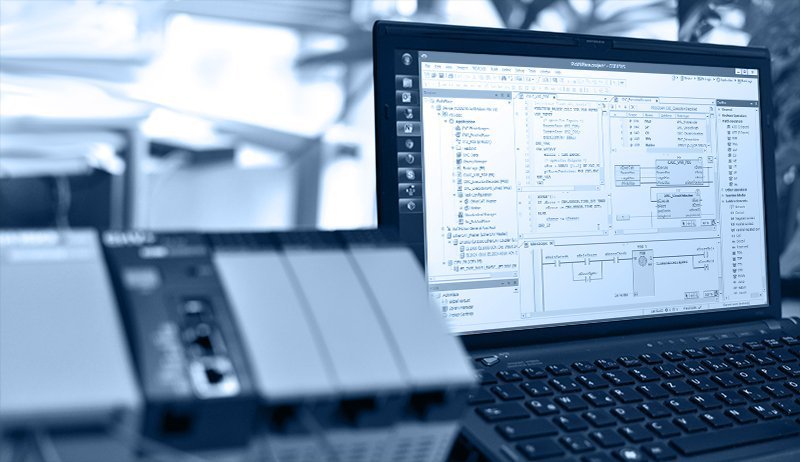Industrial automation engineer working with a control system