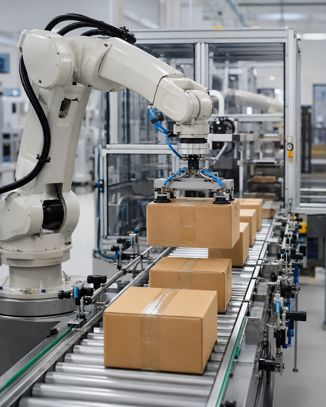 Automated factory production and packaging line