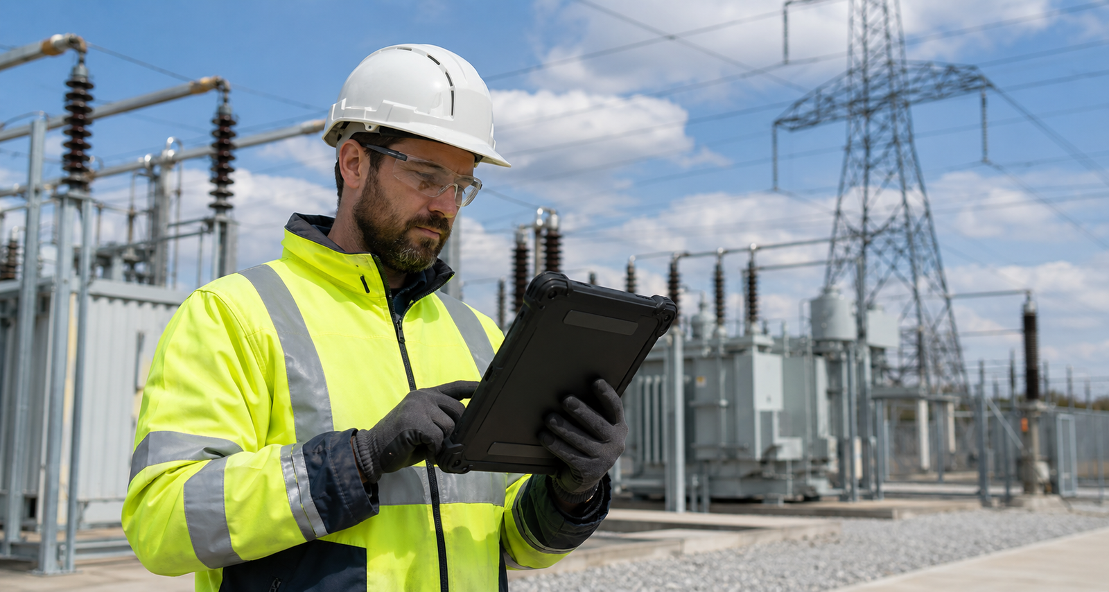 Field technician using rugged computing in the utilities sector